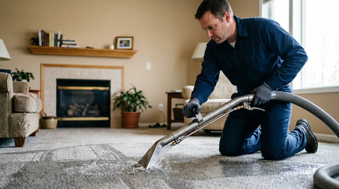 Water damage restoration technician working near Lomira, WI